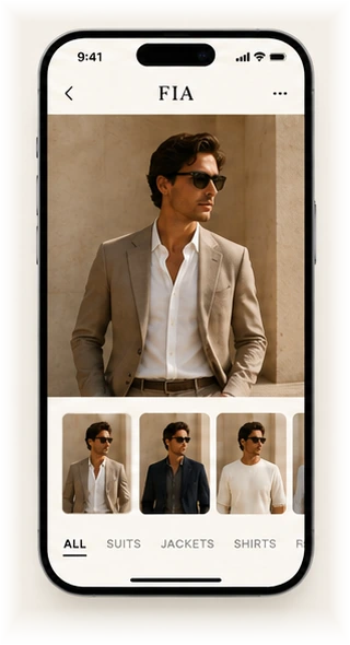 The collection tried on in the FIA app